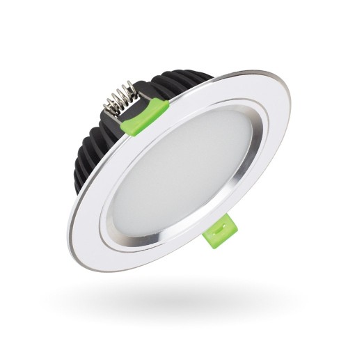 Đèn LED âm trần 10W Diamond Kingled viền bạc mặt phẳng lỗ khoét 90mm ánh sáng đổi màu