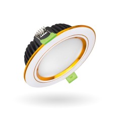 Đèn LED âm trần 10W Diamond Kingled viền vàng mặt phẳng lỗ khoét 90mm ánh sáng đổi màu