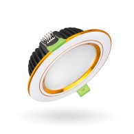 Đèn LED âm trần 10W Diamond Kingled viền vàng mặt phẳng lỗ khoét 90mm ánh sáng trắng